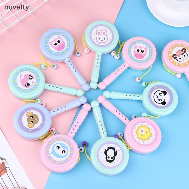 Nly 1 PC การ์ตูนสัตว์ Rattle กลอง Spin ของเล่นเด็ก Early Education Rattle ของเล่นเด็กของเล่นเพื่อการศึกษา N
