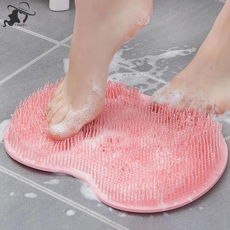 Lishu เสื่อนวด Back Scraper แปรงทําความสะอาดฝักบัวฟุตทําความสะอาด Wash Mat Sucker Wall Mat Rub เท้าแขน Body Bath th