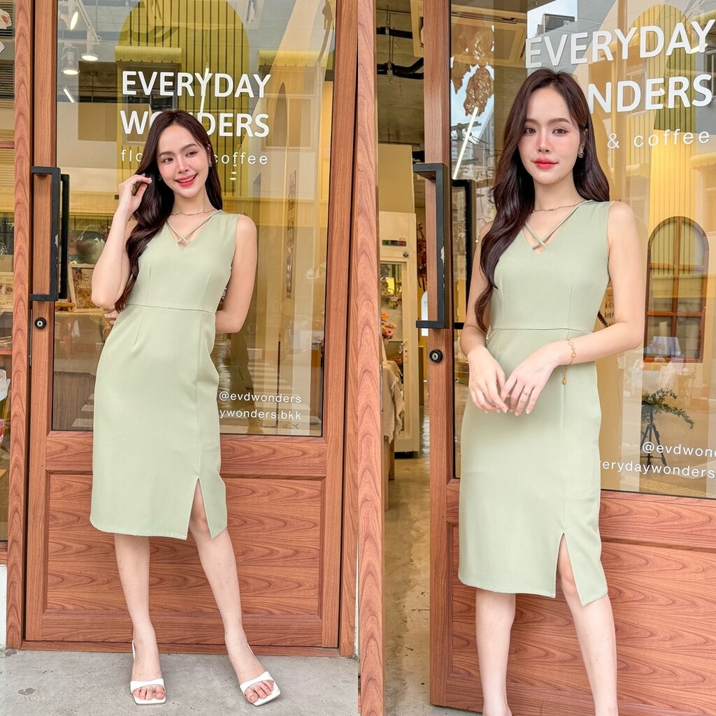 Criss Cross Dress : สีเขียวมัทฉะ [Made by Pastel Time]