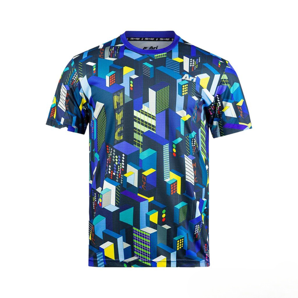 Ari เสื้อยืดวิ่ง unisex Graphic-Navy/GREEN/Red T-shirt TOP