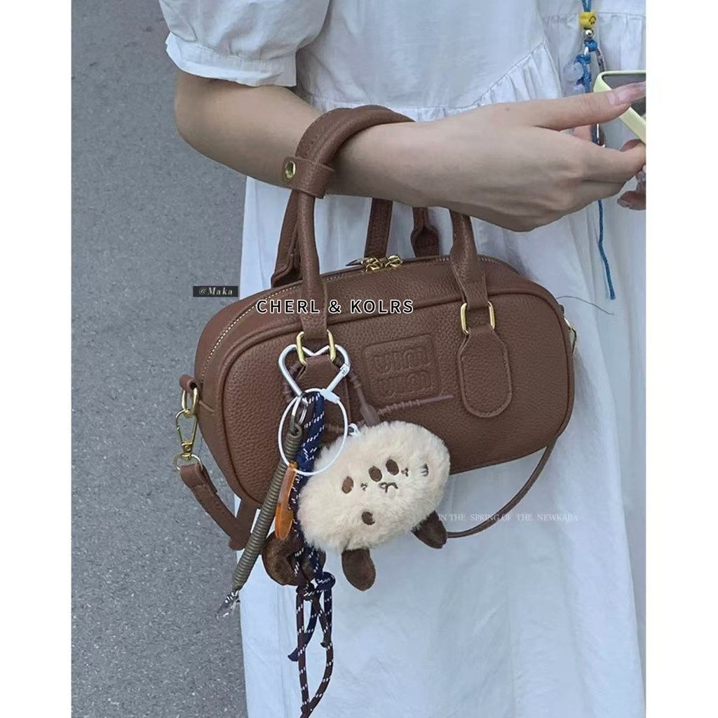 C&k กระเป๋าสะพายข้างผู้หญิงไหล่เดียววินเทจ Maillard Bowing tote bag