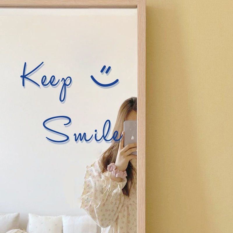 ยิ้มภาษาอังกฤษสติกเกอร์ตกแต่งกระจกคาเฟ่ร้านขายเสื้อผ้าโรงแรมสติกเกอร์ประตูกระจกหน้าต่างสติกเกอร์ตกแต่ง