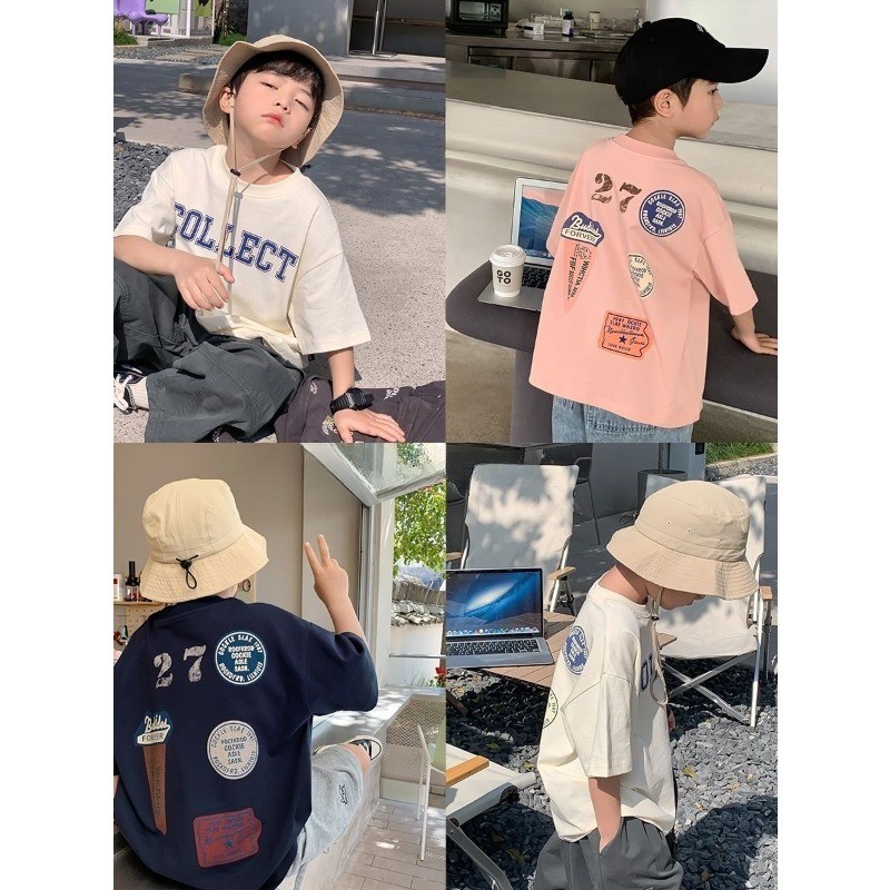 Kid เสื้อยืด(15-50กก.) ผ้าฝ้าย 100% แขนสั้นการ์ตูนพิมพ์ T เสื้อเด็กสาวแฟชั่นเสื้อฤดูร้อนหลวมบาง Tops