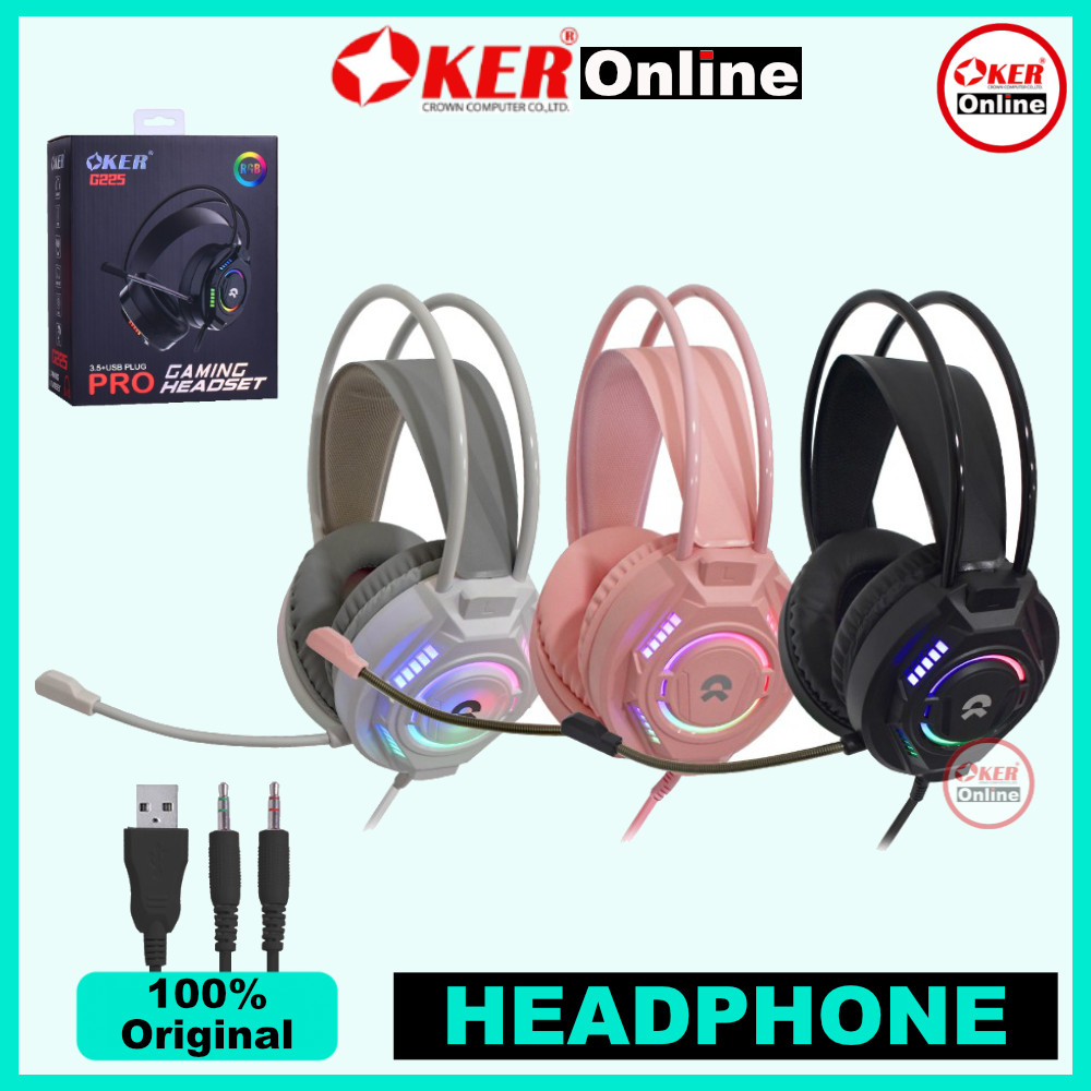⭕️ OKER Online G225 หูฟัง คอมพิวเตอร์ เกมส์มิ่ง 3.5+USB PRO GAMING HEADSET Stereo