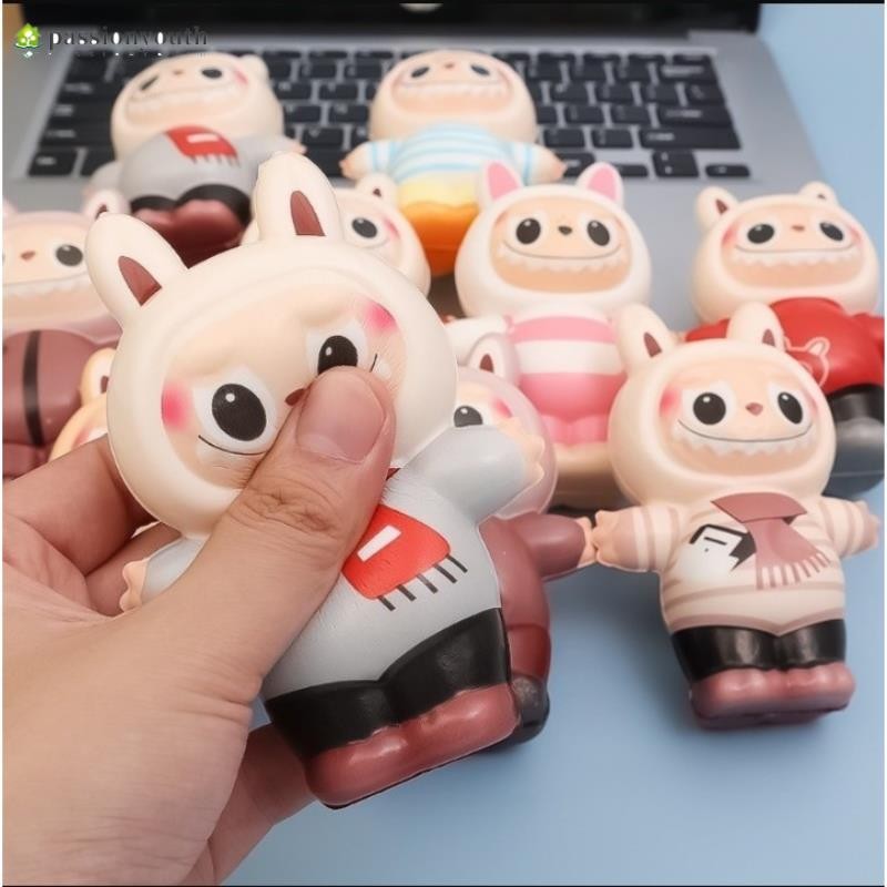สกุชชี่ ลาบูบู้ ตุ๊กตาบีบอัด ฟื้นตัวช้า Labubu PU ของเล่น สกุชชี่ ของเล่นคลายเครียด