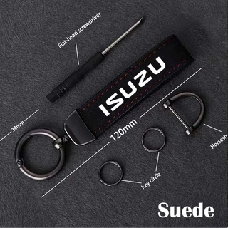 Isuzu รถหนังนิ่มหนังพวงกุญแจจี้ Key Chain ผู้ถือคาร์บอน Patter กุญแจรถ Trinket พวงกุญแจสําหรับ Isuzu D Max D-Max Mu-x Mu x Trf อุปกรณ์เสริม