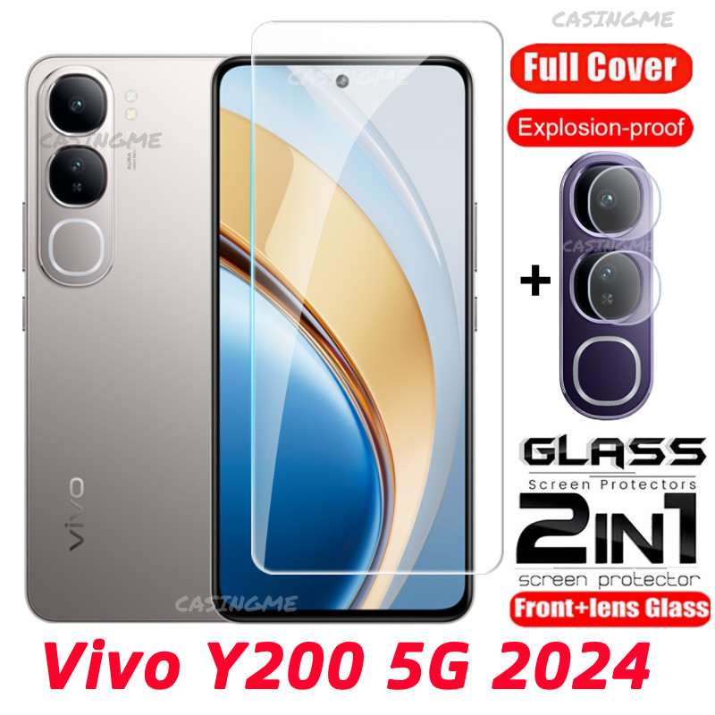 Vivo Y21d 5G 2024 กระจกนิรภัย Flim สําหรับ Vivo Y300 VivoY200 Y200 200Y Y 200 4G 5G 2024 ฟิล์มด้านหน้าด้านหลังเลนส์กระจกกลับกล้องเลนส์ป้องกันหน้าจอ