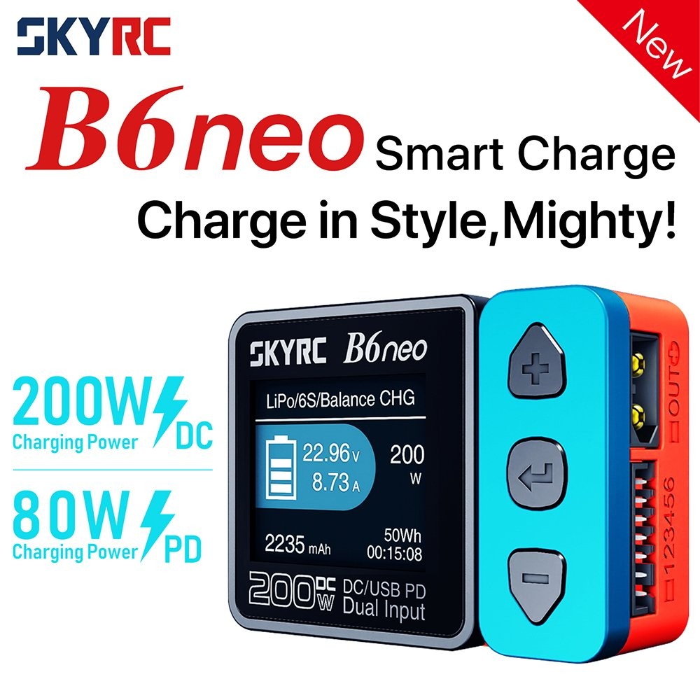 2023 SkyRC B6neo Smart Charger DC 200W PD 80W Battery Balance Charger SK-100198 VS iMAX B6 V2 Charge