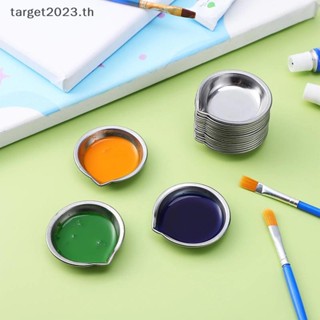 [ARG] 10 ชิ้นสแตนเลสภาพวาดชามสีถาดสีน้ํามันสีถ้วยผสมสีเด็ก D…