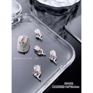 สติ๊กเกอร์ติดเล็บตกแต่งเล็บ Rhinestone คริสตัลเพชรสีชมพู 10 ชิ้น KOUDAN