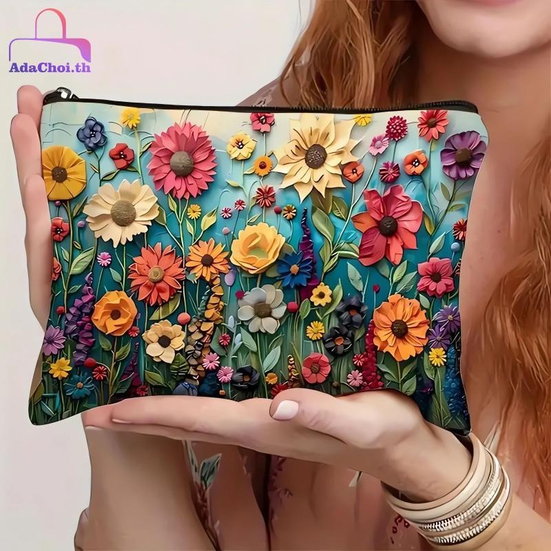 AdaChoi Boho Vintage สองด้านพิมพ์กระเป๋าเครื่องสําอางกระเป๋าเดินทางสําหรับผู้หญิงขนาดใหญ่ความจุแต่งหน้ากระเป๋าของขวัญ TH