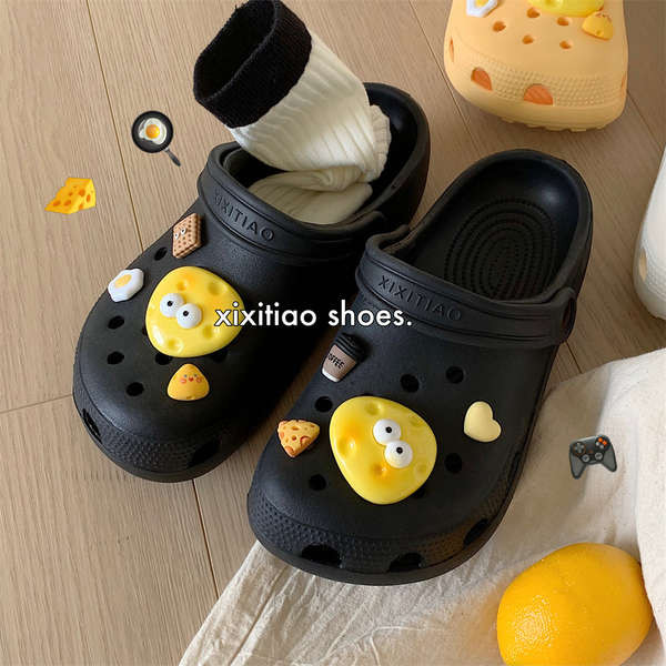 minxshoes crocs รองเท้ามีรูน่ารักสำหรับนักเรียนบางๆใส่ด้านนอกรองเท้าแตะและรองเท้าแตะปิดหัวคู่รักแบบล