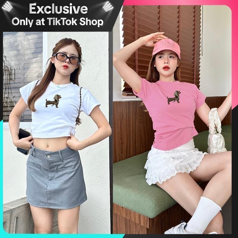 เสื้อยืดคอกลมแขนสั้น เสื้้อเข้ารูป สกรีนลายน้องหมาดัชชุนกรามู เรียบหรูน่ารัก ผ้ายืดยูนิยืเยอะมาก ผ้านิ่มใส่สบาย พร้อมส่ง