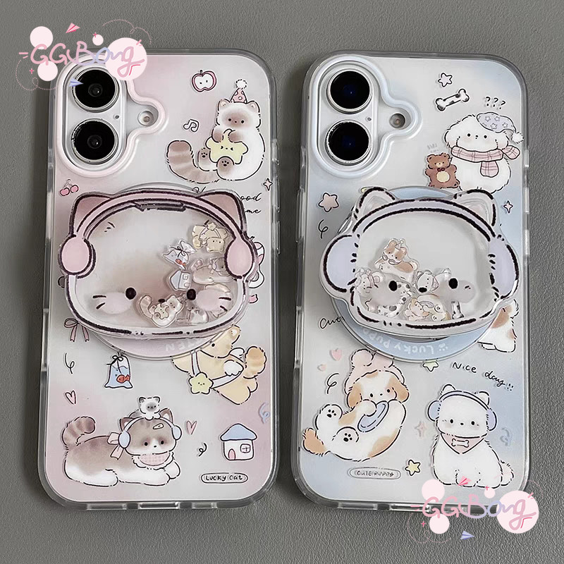 เคสไอโฟน 16 11 สำหรับ IPhone 16 11 15 14 13 12 Pro Max 16 14 15 Plus ลูกแมวลูกสุนัข ที่น่ารักคู่ใหม่ IMD ครอบคลุม