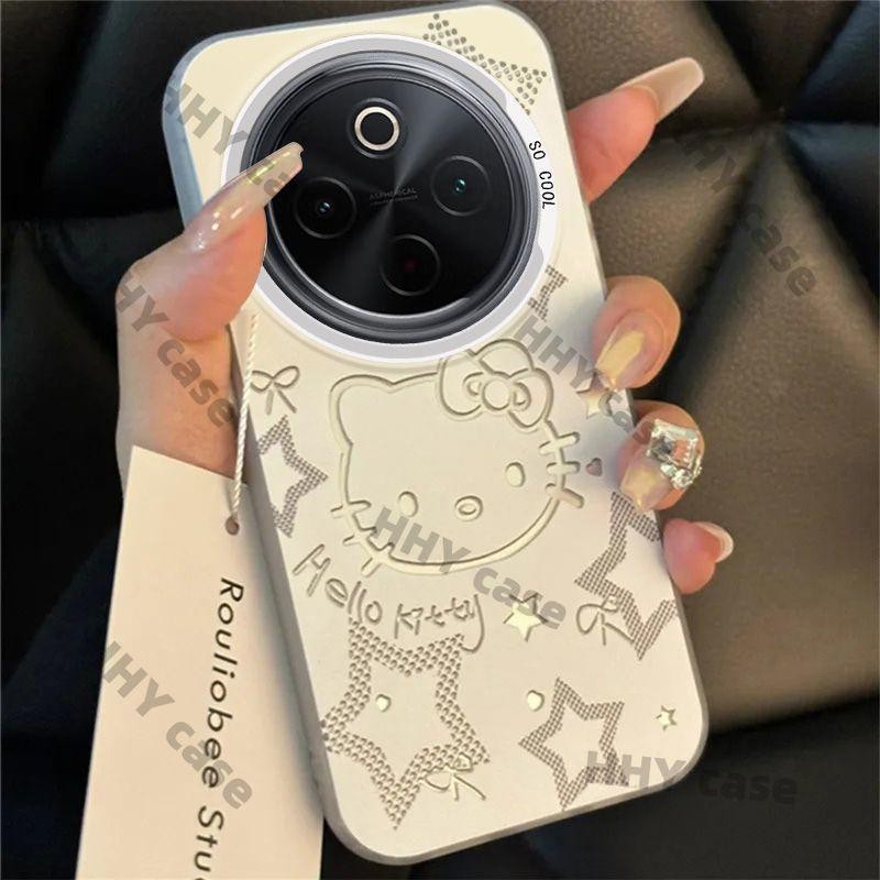 เคส IQOO Z10 5G เคส กรัมกรณีดาวเคทีแมวกันกระแทกเชลล์ที่เรียบง่ายลูกอมสีเคลือบฮาร์ดหรูหราชุบไฟฟ้าปุ่มโทรศัพท์มือถือป้องกันกรณี เฮ้ ราคา ถูกที่สุด ดีลบีเคเค แกลเลอรีภาพที่ 3
