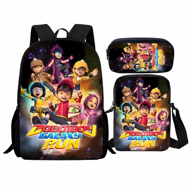3in1 Bobiboy Element Hero Echo Book Bag Element Elementary Schoolset Of Three Cartoon Print