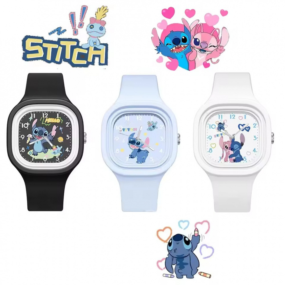 Disney Watch Lilo & Stitch นาฬิกาซิลิโคนสำหรับเด็ก ออกแบบการ์ตูน เป็นของขวัญและของเล่นที่ดี