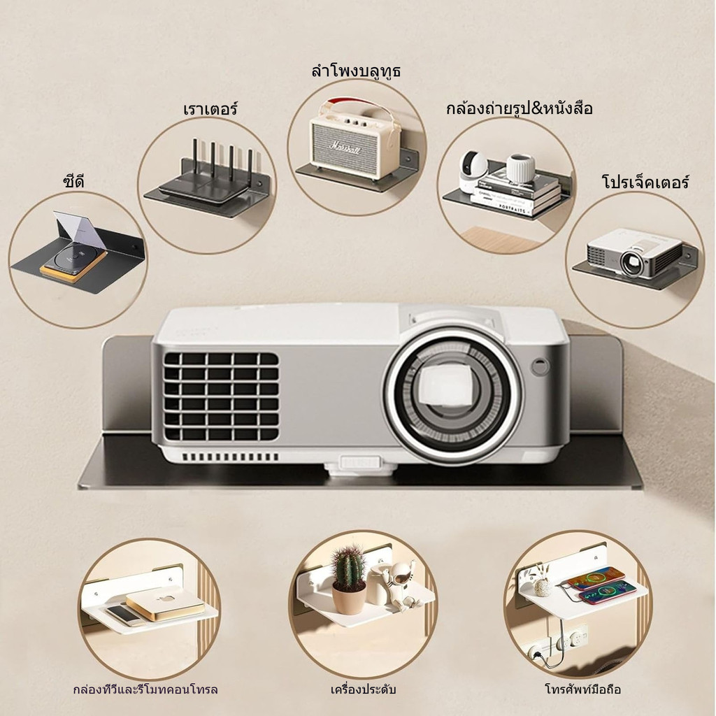 โปรเจ็กเตอร์ ชั้นเก็บเราเตอร์ ชั้นวางวางเราเตอร์ ขายึดกล่องรับสัญญาณเจาะฟรี อุปกรณ์ชั้นวางติดผนัง กล่องเก็บของติดผน - รูปที่ 2