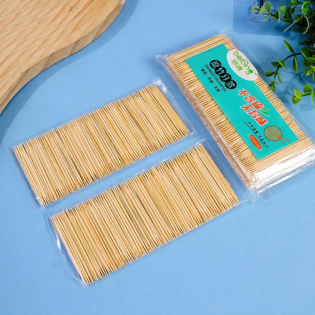 ไม้จิ้มฟัน 1000 ชิ้น ไม้จิ้มฟันไม้ไผ่ 4 แพ็ค ผลไม้-SU888