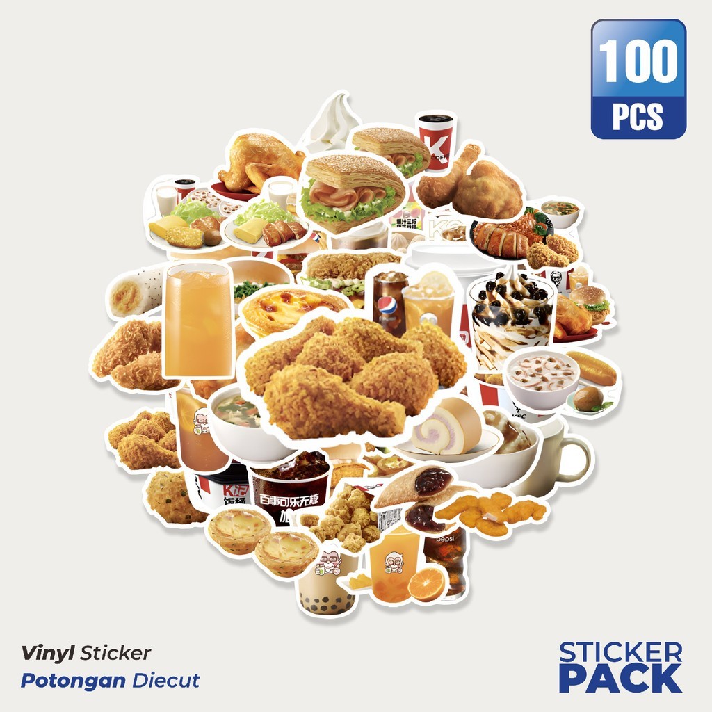 100 ชิ้น KFC Delicious Waterproof Aesthetic Food & Drink Stickers - สําหรับแล็ปท็อป รถจักรยานยนต์ แล