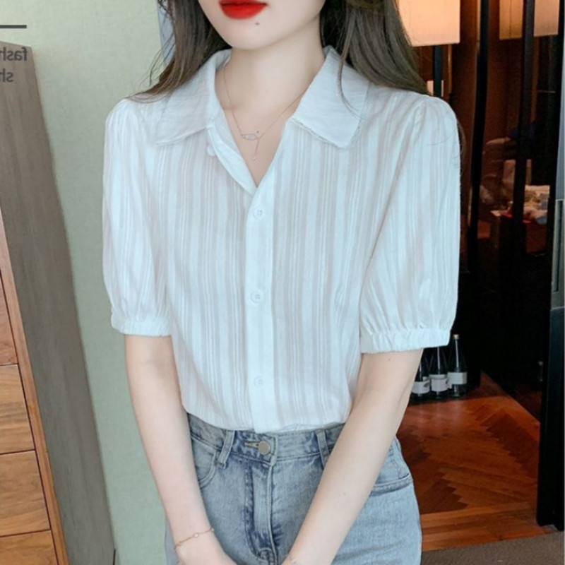 Bived S-2XL เสื้อผู้หญิง แขนสั้น เสื้อยืด สีขาว ลูกไม้ ปลอกคอ
