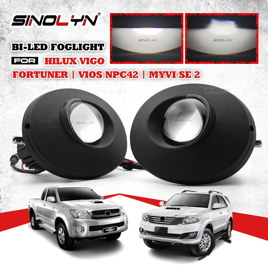 Sinolyn Bi-LED โปรเจคเตอร์เลนส์ 9006 หมอกไฟสําหรับ Toyota Hilux Vigo/Fortuner/Vios NCP42/RAV4/Perodua Myvi SE 2 อุปกรณ์เสริมกันชนหน้าหมอกโคมไฟประกอบ Spotlight Retrofit