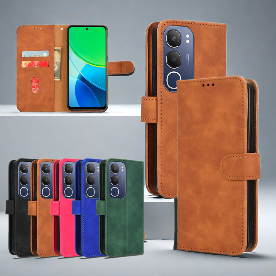 ฝาครอบหนังสําหรับ Vivo Y19S Pro V2419 2024 2025 เคสโทรศัพท์ Stand Holder กระเป๋าสตางค์แม่เหล็กปลอกกั