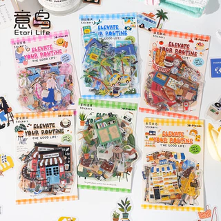 30 ชิ้นสมุดภาพสติกเกอร์สําหรับ Scrapbooking อุปกรณ์ PET โปร่งใสตัวอักษรและอาหารภาพประกอบสติกเกอร์สําหรับ Junk Journaling Bullet Journal Planner DIY Craft Embellishment