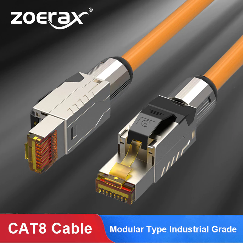 ZoeRax Cat8 สาย Ethernet S/FTP 22AWG 40Gbps 2000MHz Double Shielded Solid Core Patch สาย Ethernet LAN เครือข่าย