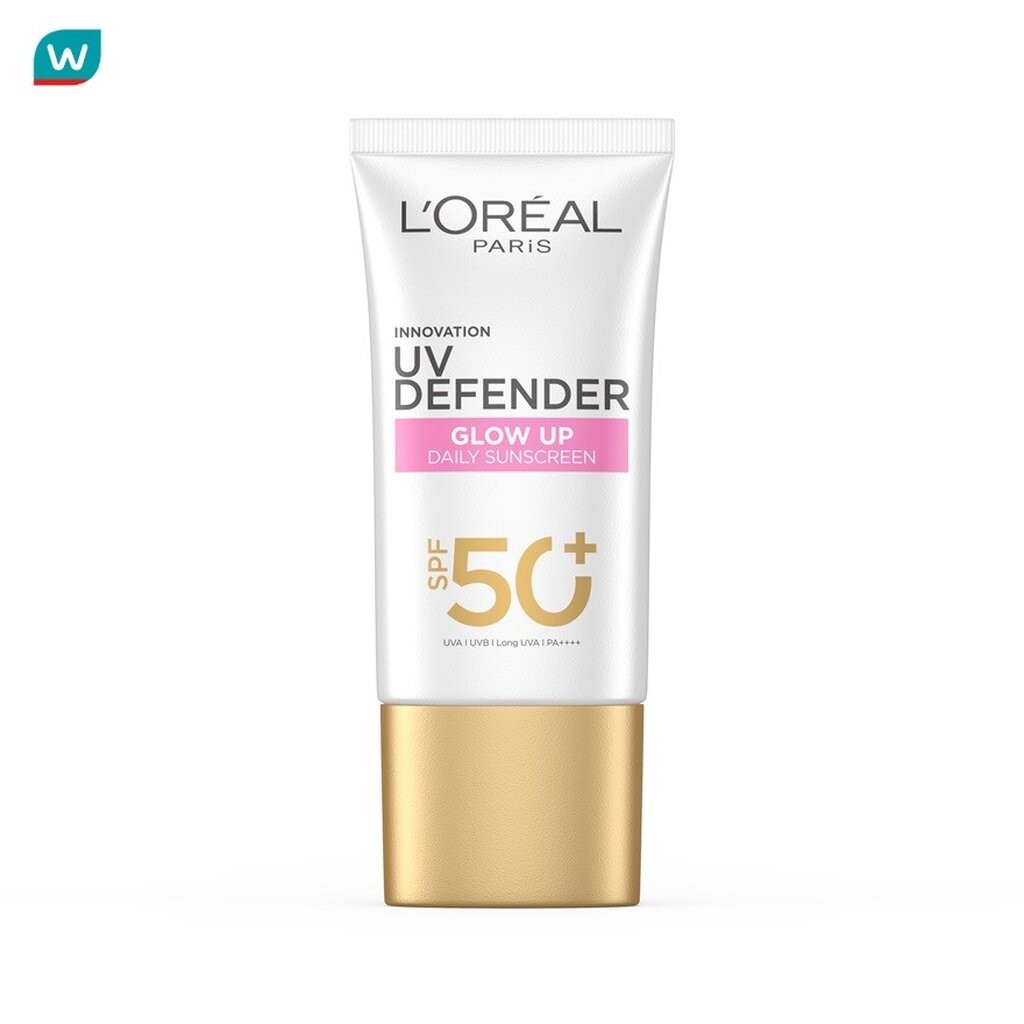 L'oreal ลอรีอัล ปารีส ยูวี ดีเฟนเดอร์ โกลว์ อัพ เดลี่ ซันสกรีน เอสพีเอฟ50+ พีเอ++++ 50 มล.