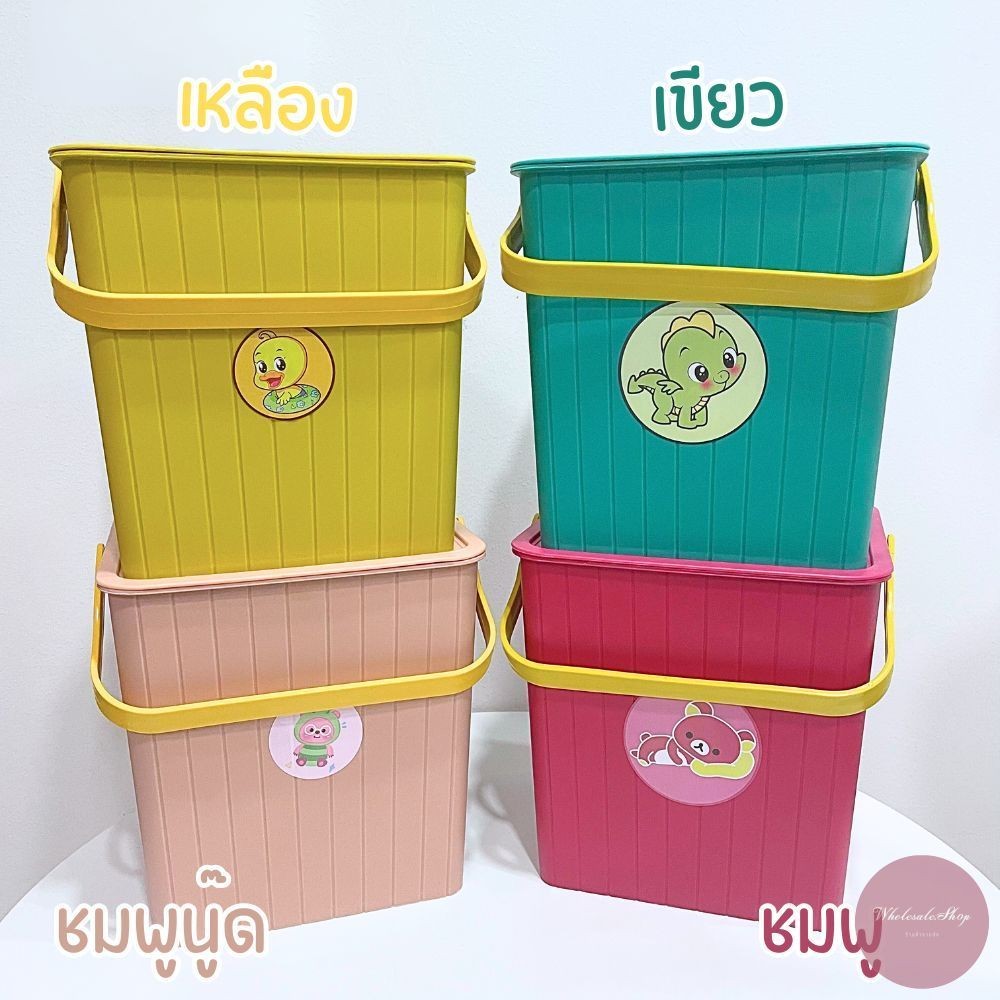 ถังเก็บของ ถังจัดระเบียบ ถังพลาสติกใส่ของอเนกประสงค์ กันน้ำ กันฝุ่น ถือจับสะดวก มีหูหิ้ว พร้อมฝาปิด - รูปที่ 2