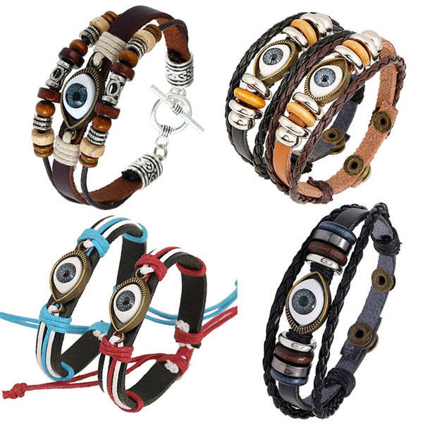 evil eye evil eye ของแท้ สร้อยข้อมือหนังตาสีฟ้าตุรกี Evil Eyes สร้อยข้อมือลูกปัดแบบปรับได้