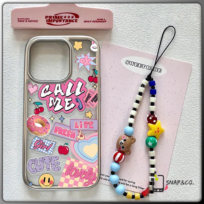 เคสไอโฟน สำหรับ iPhone 15 11 12 14 13 16Pro Max 8 7 14 Plus XR X XS MAX กราฟฟิตีตัวอักษรขนมหวานน่ารัก แบบขายดี