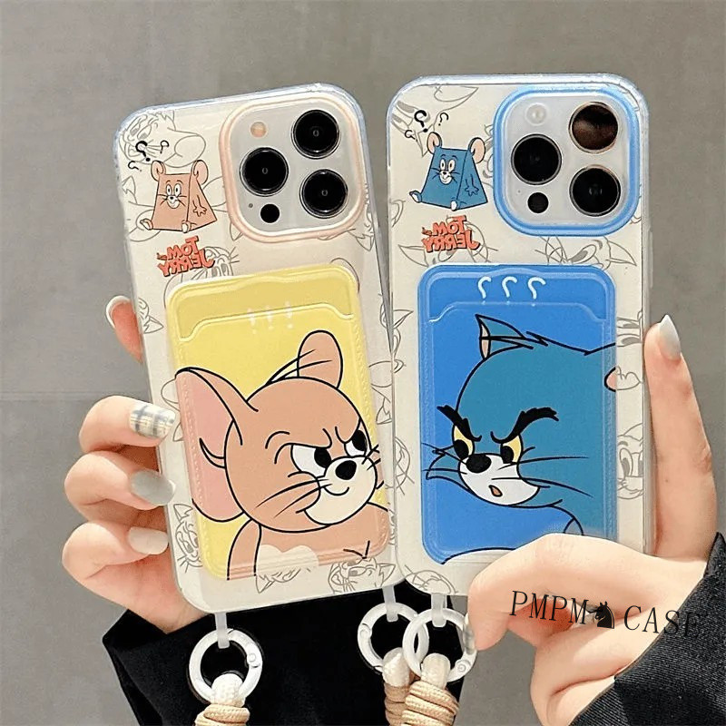Tom Jerry Card Holder Case สายการ์ตูน Xiaomi 15T Pro F7 C85 15 14 14T 12T 13T Pro M5S X5 X6 11 12 Li