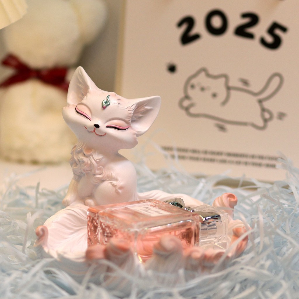 Hot Sale#Bedside Little Fox Storage Tray Room Decoration Office Desk Cartoon Anime Desk Pet Ornament
