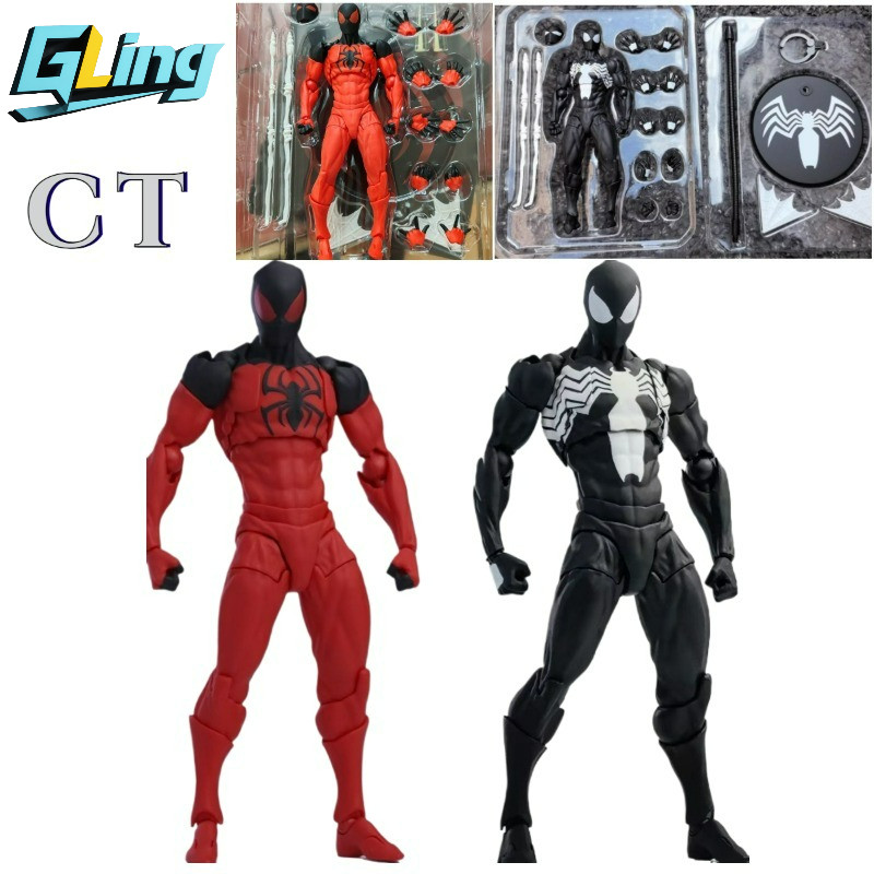 ใหม่ Scarlet Neighbor Spiderman Shf Action Figure Ct ของเล่นสีดําและสีขาว Spider Man Figurine Action Figure ของขวัญของเล่นเด็ก