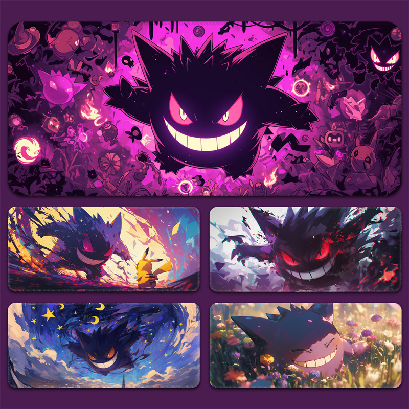 แผ่นรองเมาส์ Gengar แผ่นรองแป้นพิมพ์คอมพิวเตอร์การ์ตูนขนาดใหญ่ Pokemon Anime Office Mousepad ชาย Esports โต๊ะ Mat