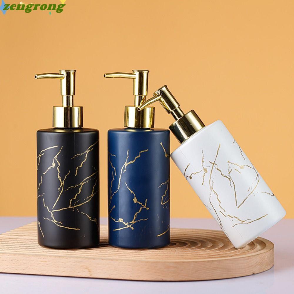 ZENGRONG ขวดโลชั่นอาบน้ํา, ขวดอิมัลชันแก้วรีฟิล, ขวดแชมพู Marbling เครื่องจ่ายสบู่เจลทําความสะอาดมือ