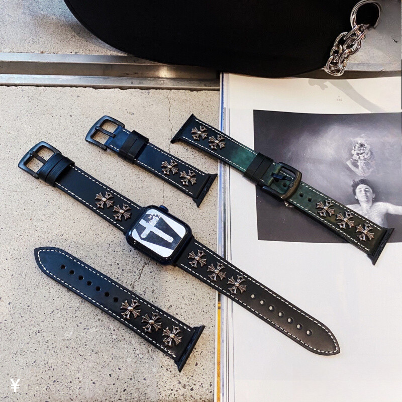 พังค์ ย้อนยุค หมุดย้ํา น้ํามันขี้ผึ้งสายหนังแท้สําหรับ ฉันดู ชุด iwatch Series 10 9 S 7 6 4 SE 5 3 2 คู่ลําลองหัวเข็มขัดโลหะสายรัดข้อมือสําหรับ ฉันดู iwatch 46/42/41/45 มม.44 มม.40 มม.38 มม.
