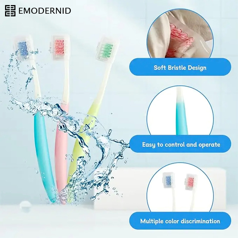 【การจัดส่งของประเทศไทย】soft แปรงสีฟันสำหรับคนจัดฟัน พร้อมที่ขัดซอกฟัน+ฝาครอบ ด้ามซิลิโคนกันลื่น(1ชิ้น/แพค)-em