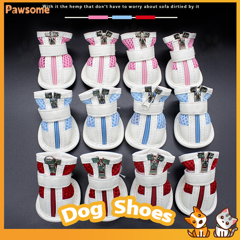 Pawsome Breathable ตาข่ายรองเท้าสุนัข 4 ชิ้น/เซ็ต Anti-Slip รองเท้าลูกสุนัขสําหรับขนาดเล็ก/กลาง/ขนาดใหญ่ซิปและ Velcro ปิดสุนัขนุ่มรองเท้าผ้าใบกลางแจ้ง