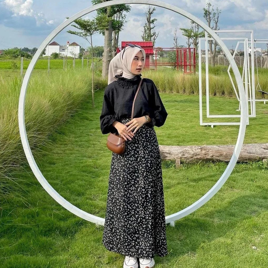 กระโปรงซากุระ PATTERN | กระโปรงลายดอก | กระโปรง SPAN สไตล์เกาหลี | กระโปรงมิดิ | SKIRT A LINE PATTER