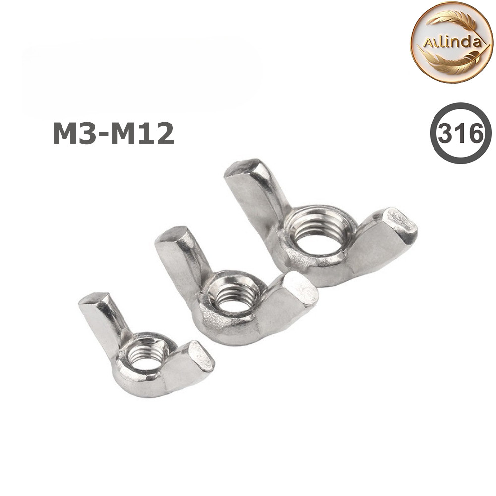หัวน็อต ตัวเมีย หางปลา ปีก สแตนเลส 316 เกลียวมิล หยาบ M3 M4 M5 M6 M8 M10 M12 / Wing Nuts Stainless 3
