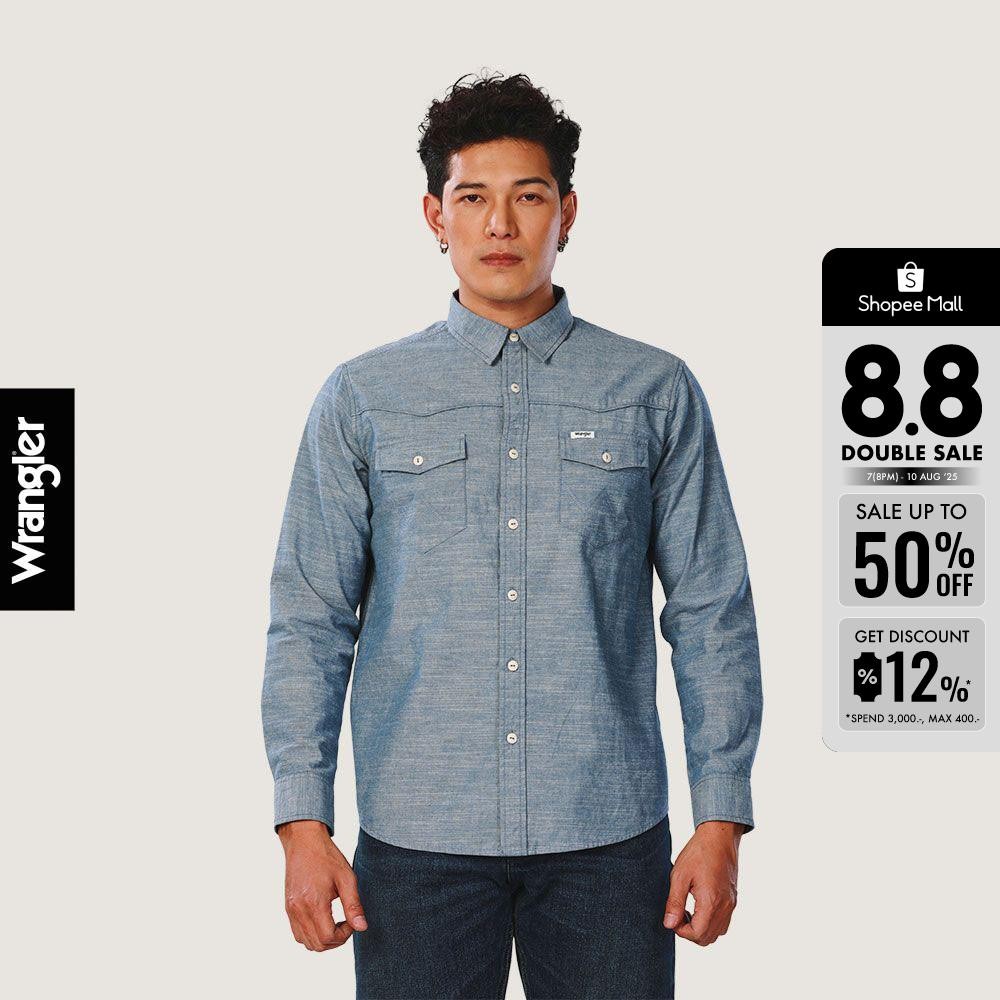 WRANGLER เสื้อเชิ้ตแขนยาวผู้ชาย คอลเลคชั่น Everyday with Wrangler รุ่น WR S325MSHLN31 สีฟ้า
