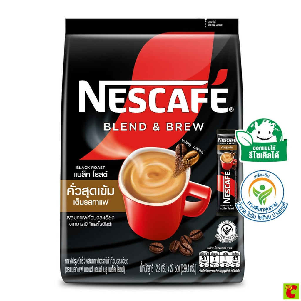 เนสกาแฟ เบลนด์แอนด์บรู แบล็คโรสต์ 12.2 ก. แพ็ค 27 ซอง