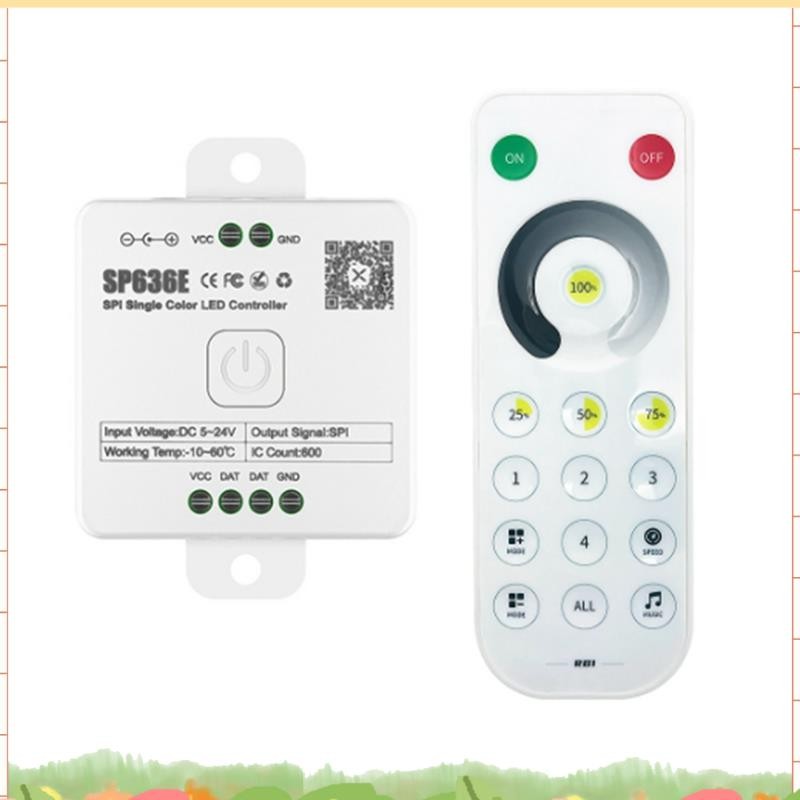 AND-SP636E SPI DC5-24v คอนโทรลเลอร์ขาวดําพร้อมรีโมทคอนโทรลรองรับรีโมทคอนโทรลสัมผัส 2.4G