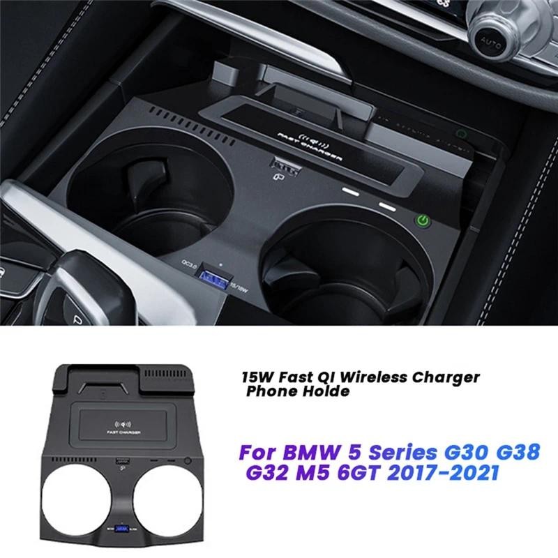 รถ QI Wireless Charger Induction โทรศัพท์ Holde สําหรับ BMW 5 Series G30 G38 G32 M5 6GT 2017-2021 15