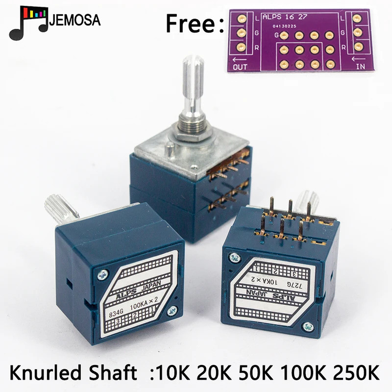 1PC ญี่ปุ่น ALPS RK27 ปริมาณ LOG สเตอริโอ Potentiometer 2-gang Dual 10 K/20 K/50 K/100 K/250 K Poten