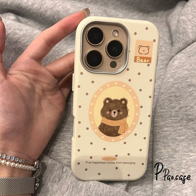 เคสไอโฟน 16 สำหรับ IPhone 15 13 11 16 14 12 Pro Max 15 14 16 6 6S Plus XS XR X SE 2 3 ผ้าพันคอแฟชั่นลายหมีน่ารัก
