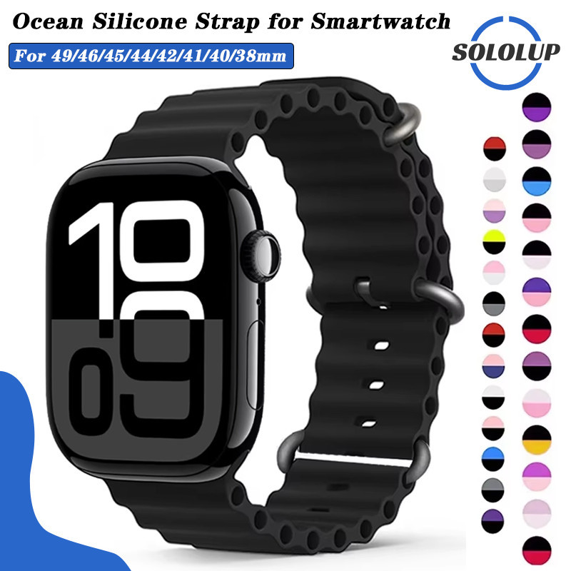 สายซิลิโคนมหาสมุทร for iWatch Smart Watch Ultra/SE 3 2 SE 2 Series 11/10 9 8 7 6 5 49มม. 46มม.45 41มม. 40 มม. 42 38 มม.